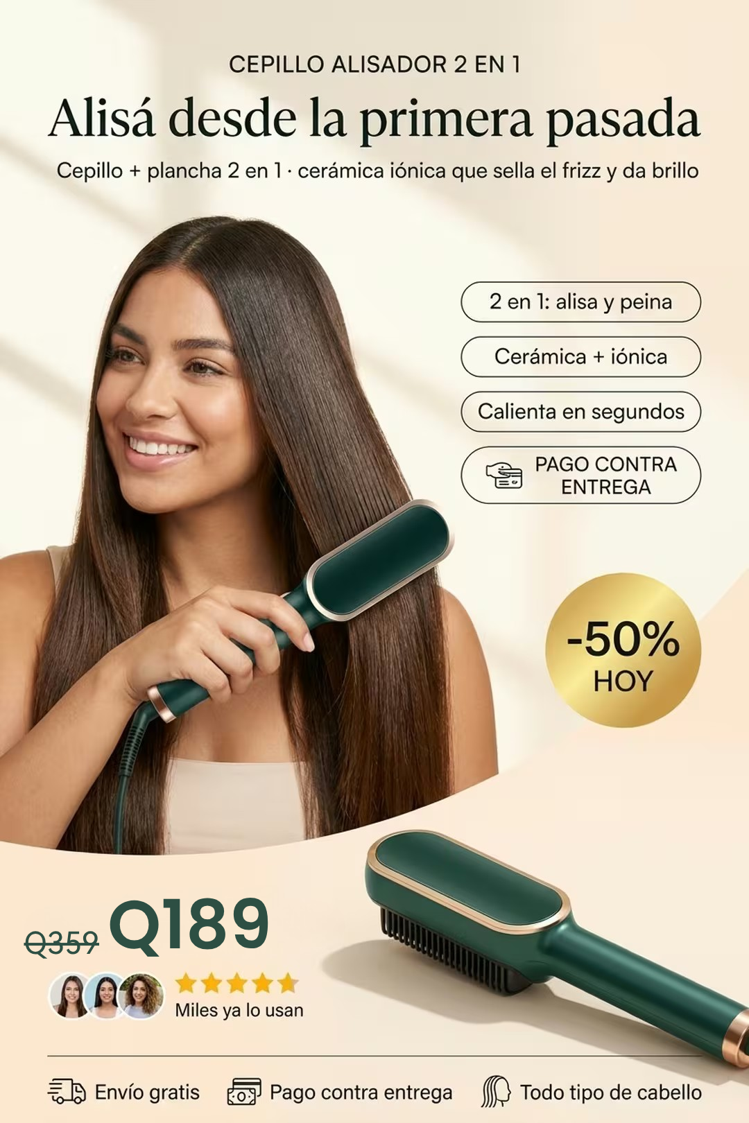 Cepillo Alisador 2 en 1