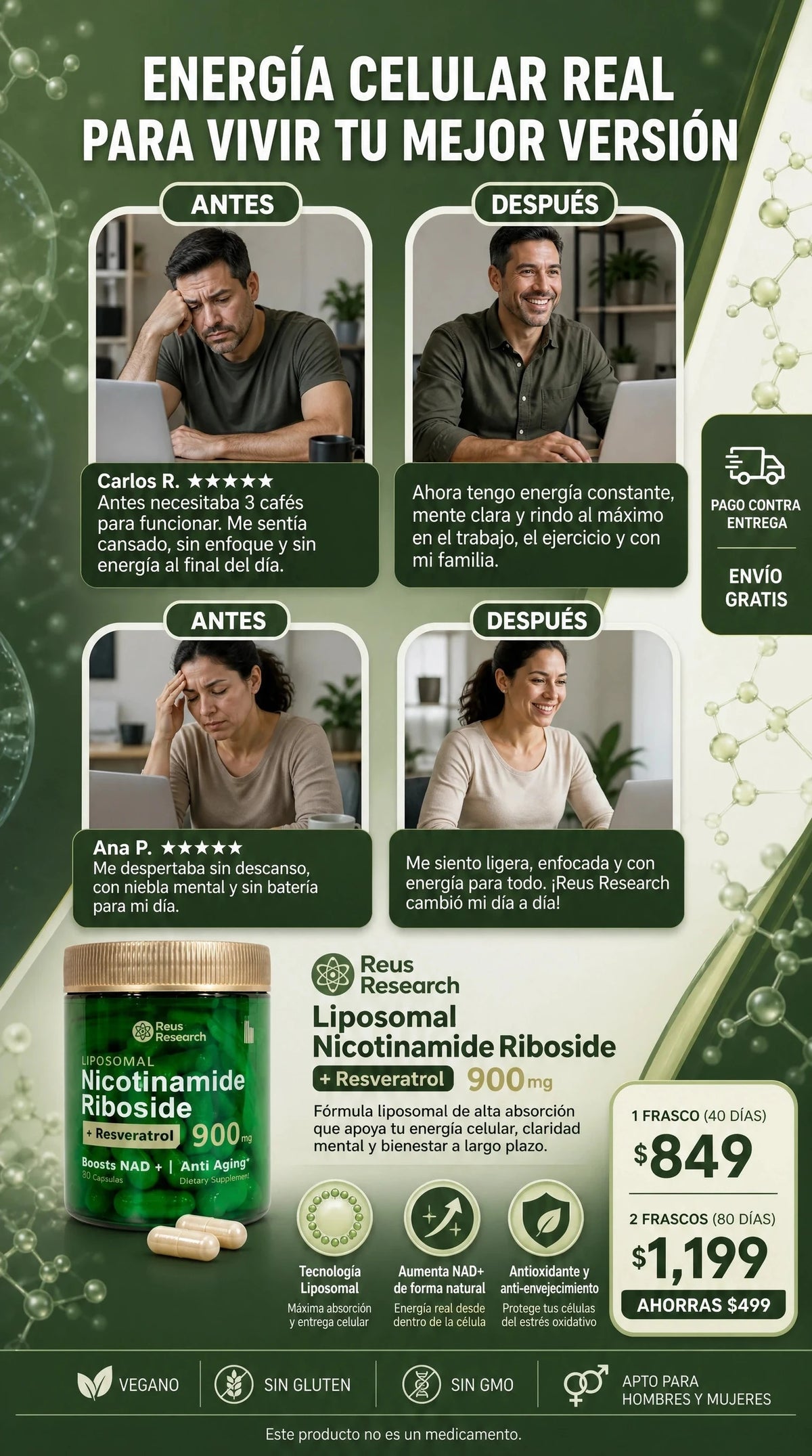 Nicotinamida Ribosida Liposomal - Apoyo Antienvejecimiento - Imagen 2