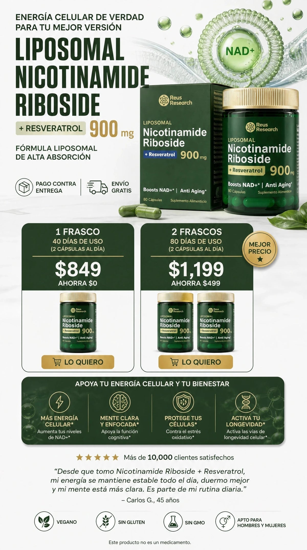 Nicotinamida Ribosida Liposomal - Apoyo Antienvejecimiento - Imagen 3