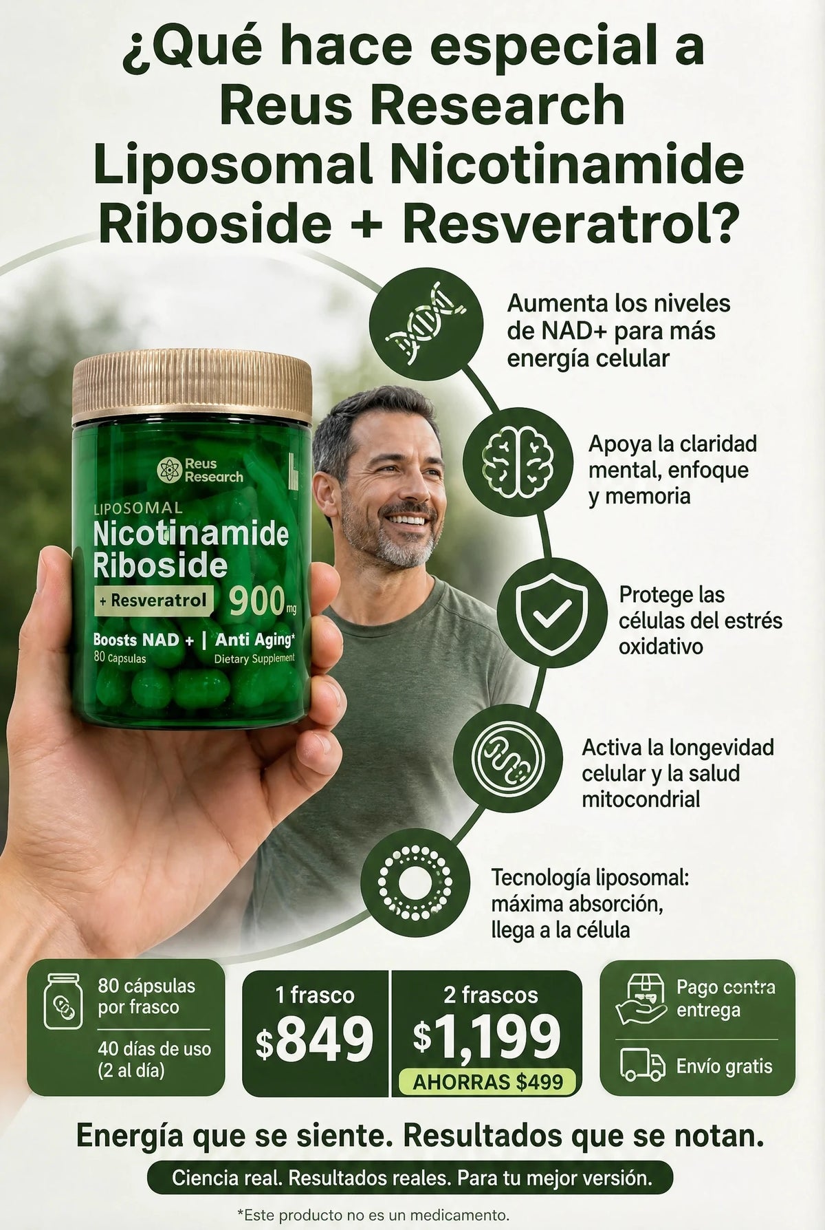 Nicotinamida Ribosida Liposomal - Apoyo Antienvejecimiento - Imagen 4